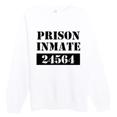 Prisoner Costume Orange Prison Uniform Halloween Jail Inmate Premium Crewneck Sweatshirt