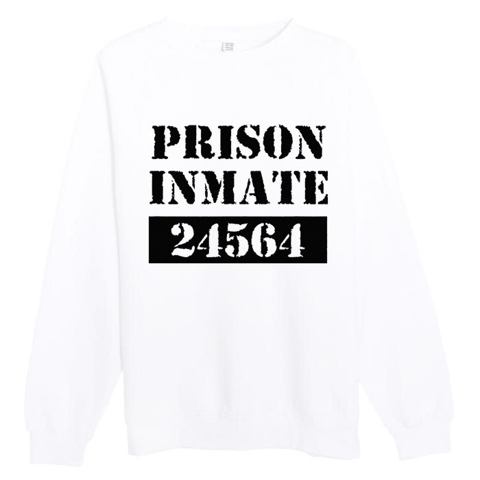 Prisoner Costume Orange Prison Uniform Halloween Jail Inmate Premium Crewneck Sweatshirt