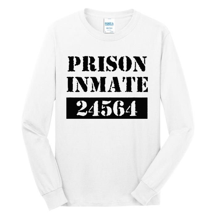 Prisoner Costume Orange Prison Uniform Halloween Jail Inmate Tall Long Sleeve T-Shirt