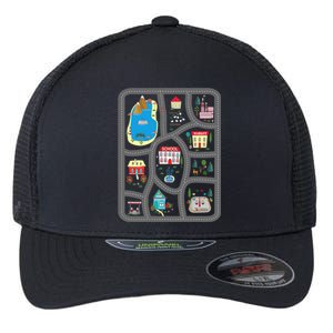 Play Cars On Dad's Back Mat Road Car Race Track Gift Flexfit Unipanel Trucker Cap