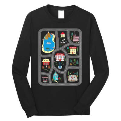 Play Cars On Dad's Back Mat Road Car Race Track Gift Long Sleeve Shirt