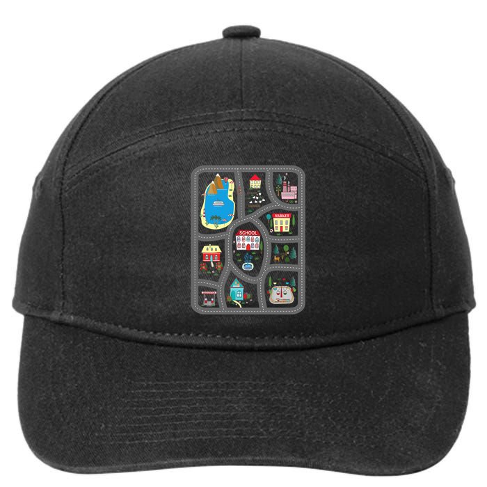 Play Cars On Dad's Back Mat Road Car Race Track Gift 7-Panel Snapback Hat