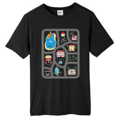 Play Cars On Dad's Back Mat Road Car Race Track Gift Tall Fusion ChromaSoft Performance T-Shirt