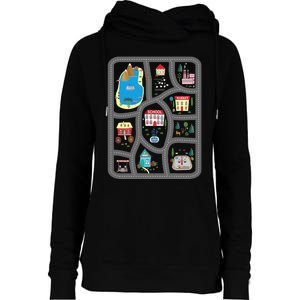 Play Cars On Dad's Back Mat Road Car Race Track Gift Womens Funnel Neck Pullover Hood