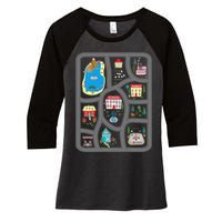 Play Cars On Dad's Back Mat Road Car Race Track Gift Women's Tri-Blend 3/4-Sleeve Raglan Shirt