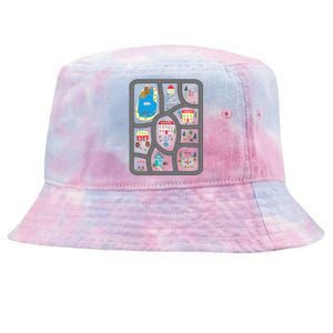 Play Cars On Dad's Back Mat Road Car Race Track Gift Tie-Dyed Bucket Hat