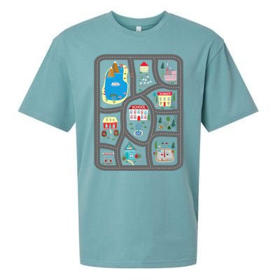 Play Cars On Dad's Back Mat Road Car Race Track Gift Sueded Cloud Jersey T-Shirt