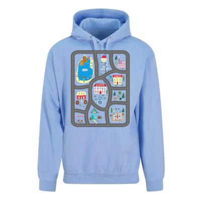 Play Cars On Dad's Back Mat Road Car Race Track Gift Unisex Surf Hoodie