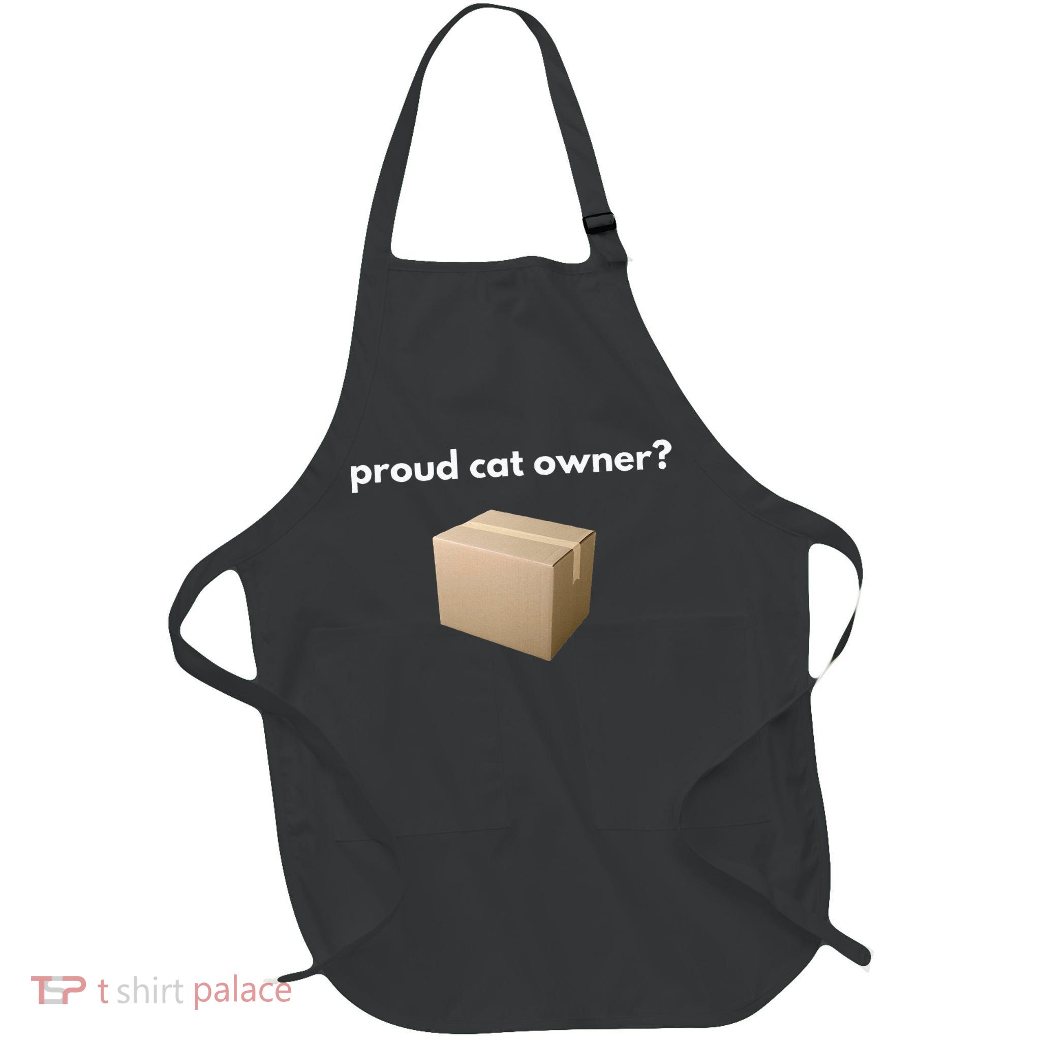 Proud Cat Owner Schrodingers Cat Funny Full-Length Apron With Pockets