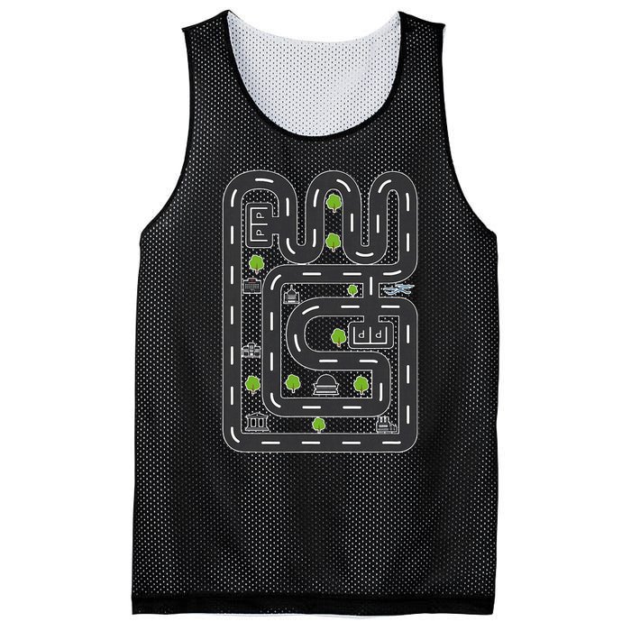 Play Cars On DadS Back Mat Road Car Race Track FatherS Day Mesh Reversible Basketball Jersey Tank