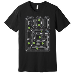 Play Cars On DadS Back Mat Road Car Race Track FatherS Day Premium T-Shirt