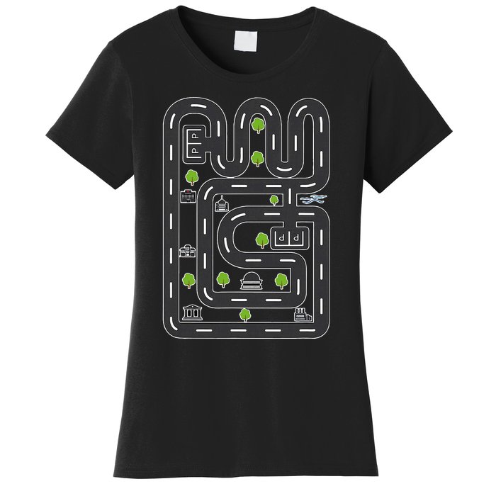 Play Cars On DadS Back Mat Road Car Race Track FatherS Day Women's T-Shirt