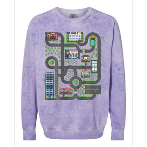 Play Cars On Dad Back Race Track Mat Fathers Day Colorblast Crewneck Sweatshirt