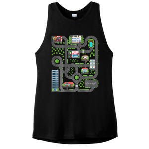 Play Cars On Dad Back Race Track Mat Fathers Day Ladies PosiCharge Tri-Blend Wicking Tank