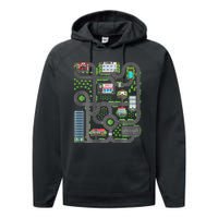 Play Cars On Dad Back Race Track Mat Fathers Day Performance Fleece Hoodie