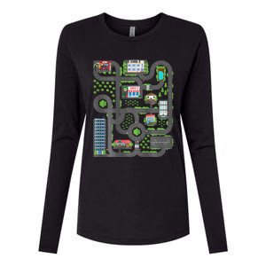 Play Cars On Dad Back Race Track Mat Fathers Day Womens Cotton Relaxed Long Sleeve T-Shirt