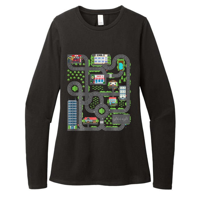 Play Cars On Dad Back Race Track Mat Fathers Day Womens CVC Long Sleeve Shirt