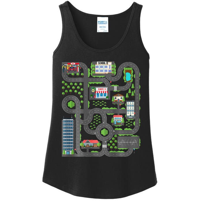 Play Cars On Dad Back Race Track Mat Fathers Day Ladies Essential Tank