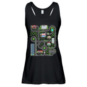 Play Cars On Dad Back Race Track Mat Fathers Day Ladies Essential Flowy Tank