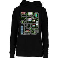 Play Cars On Dad Back Race Track Mat Fathers Day Womens Funnel Neck Pullover Hood