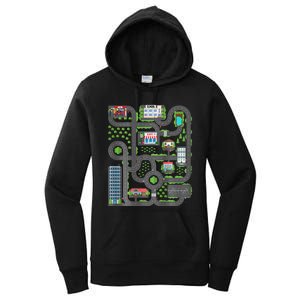 Play Cars On Dad Back Race Track Mat Fathers Day Women's Pullover Hoodie