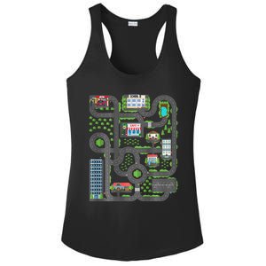 Play Cars On Dad Back Race Track Mat Fathers Day Ladies PosiCharge Competitor Racerback Tank