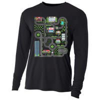 Play Cars On Dad Back Race Track Mat Fathers Day Cooling Performance Long Sleeve Crew