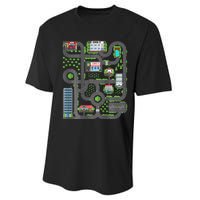 Play Cars On Dad Back Race Track Mat Fathers Day Performance Sprint T-Shirt