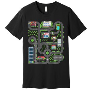 Play Cars On Dad Back Race Track Mat Fathers Day Premium T-Shirt