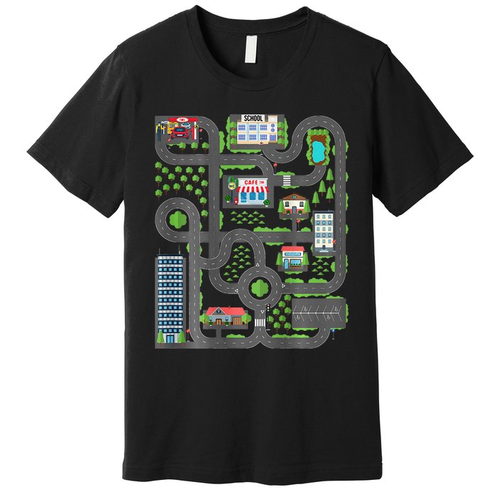 Play Cars On Dad Back Race Track Mat Fathers Day Premium T-Shirt