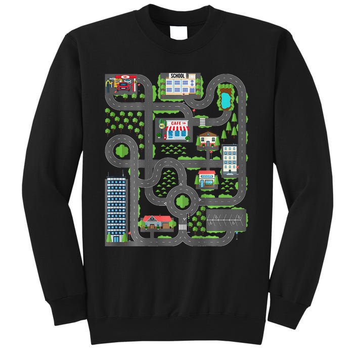 Play Cars On Dad Back Race Track Mat Fathers Day Tall Sweatshirt