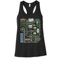 Play Cars On Dad Back Race Track Mat Fathers Day Women's Racerback Tank