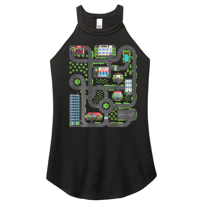 Play Cars On Dad Back Race Track Mat Fathers Day Women's Perfect Tri Rocker Tank