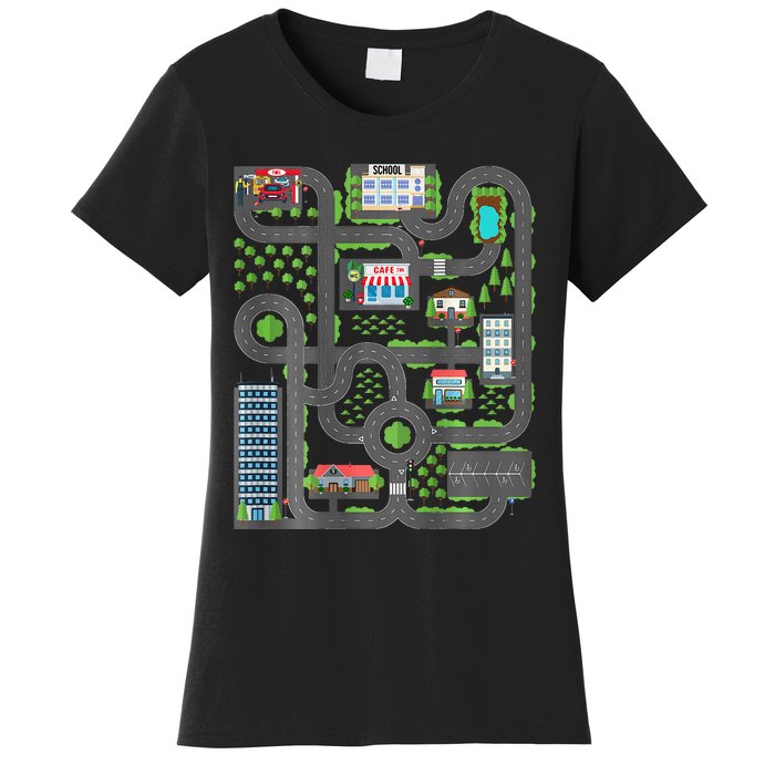 Play Cars On Dad Back Race Track Mat Fathers Day Women's T-Shirt