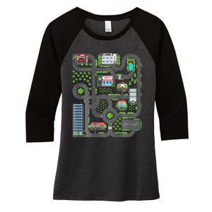 Play Cars On Dad Back Race Track Mat Fathers Day Women's Tri-Blend 3/4-Sleeve Raglan Shirt