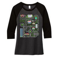 Play Cars On Dad Back Race Track Mat Fathers Day Women's Tri-Blend 3/4-Sleeve Raglan Shirt