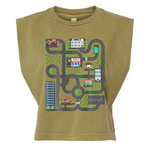 Play Cars On Dad Back Race Track Mat Fathers Day Garment-Dyed Women's Muscle Tee