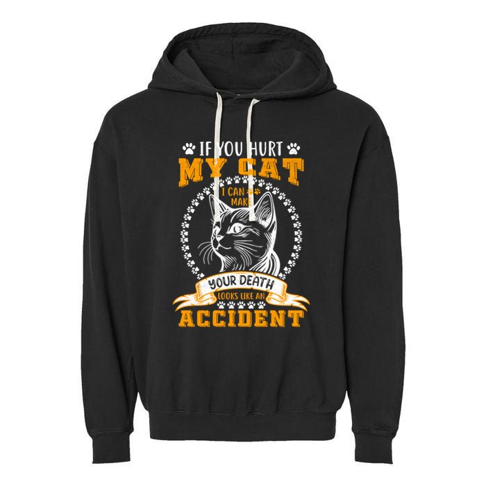 Protective Cat Owner Message Garment-Dyed Fleece Hoodie