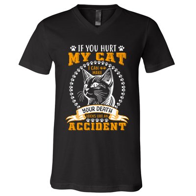 Protective Cat Owner Message V-Neck T-Shirt
