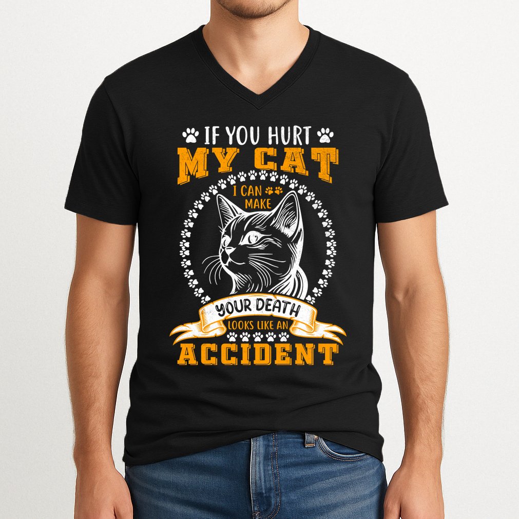 Protective Cat Owner Message V-Neck T-Shirt