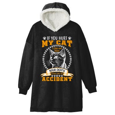 Protective Cat Owner Message Hooded Wearable Blanket