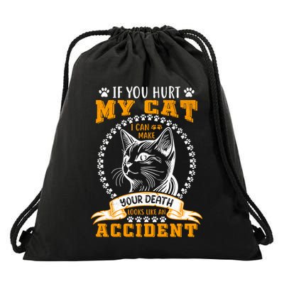 Protective Cat Owner Message Drawstring Bag