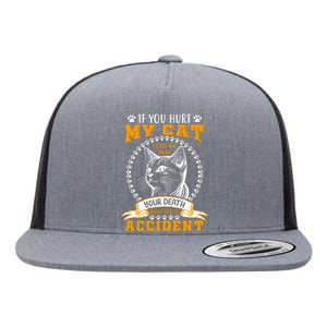 Protective Cat Owner Message Flat Bill Trucker Hat