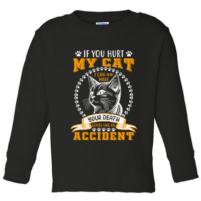 Protective Cat Owner Message Toddler Long Sleeve Shirt