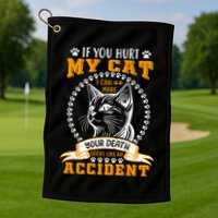 Protective Cat Owner Message Golf Towel