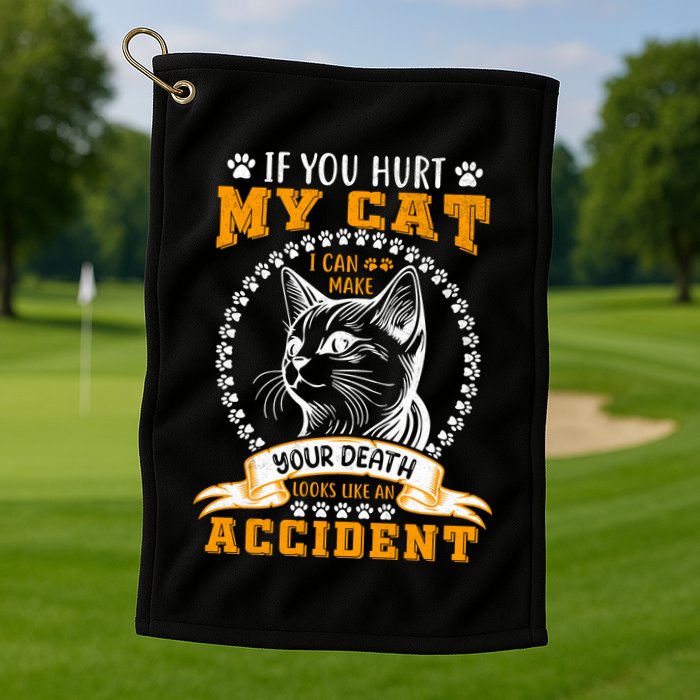 Protective Cat Owner Message Golf Towel