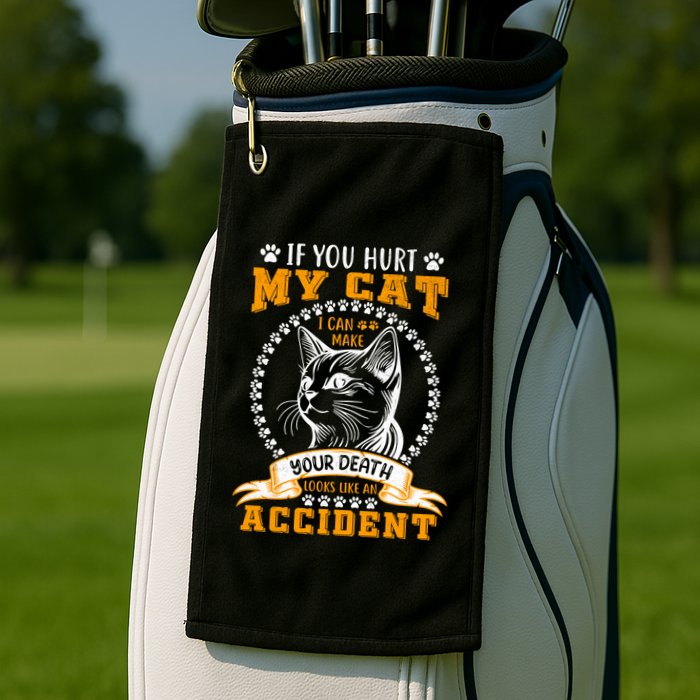 Protective Cat Owner Message Golf Towel