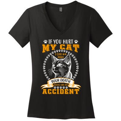 Protective Cat Owner Message Women's V-Neck T-Shirt