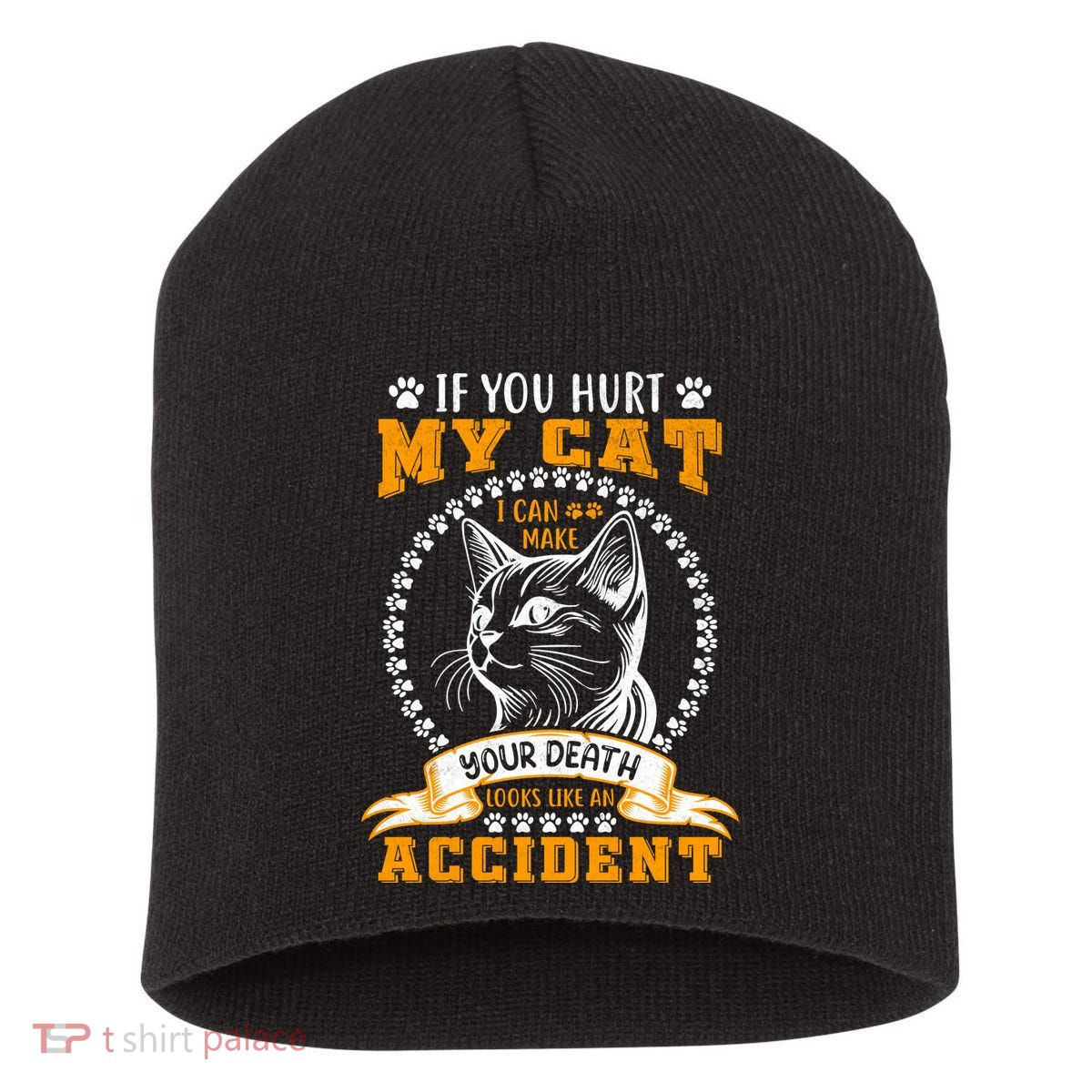 Protective Cat Owner Message Short Acrylic Beanie