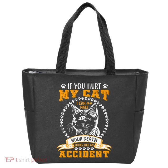 Protective Cat Owner Message Zip Tote Bag